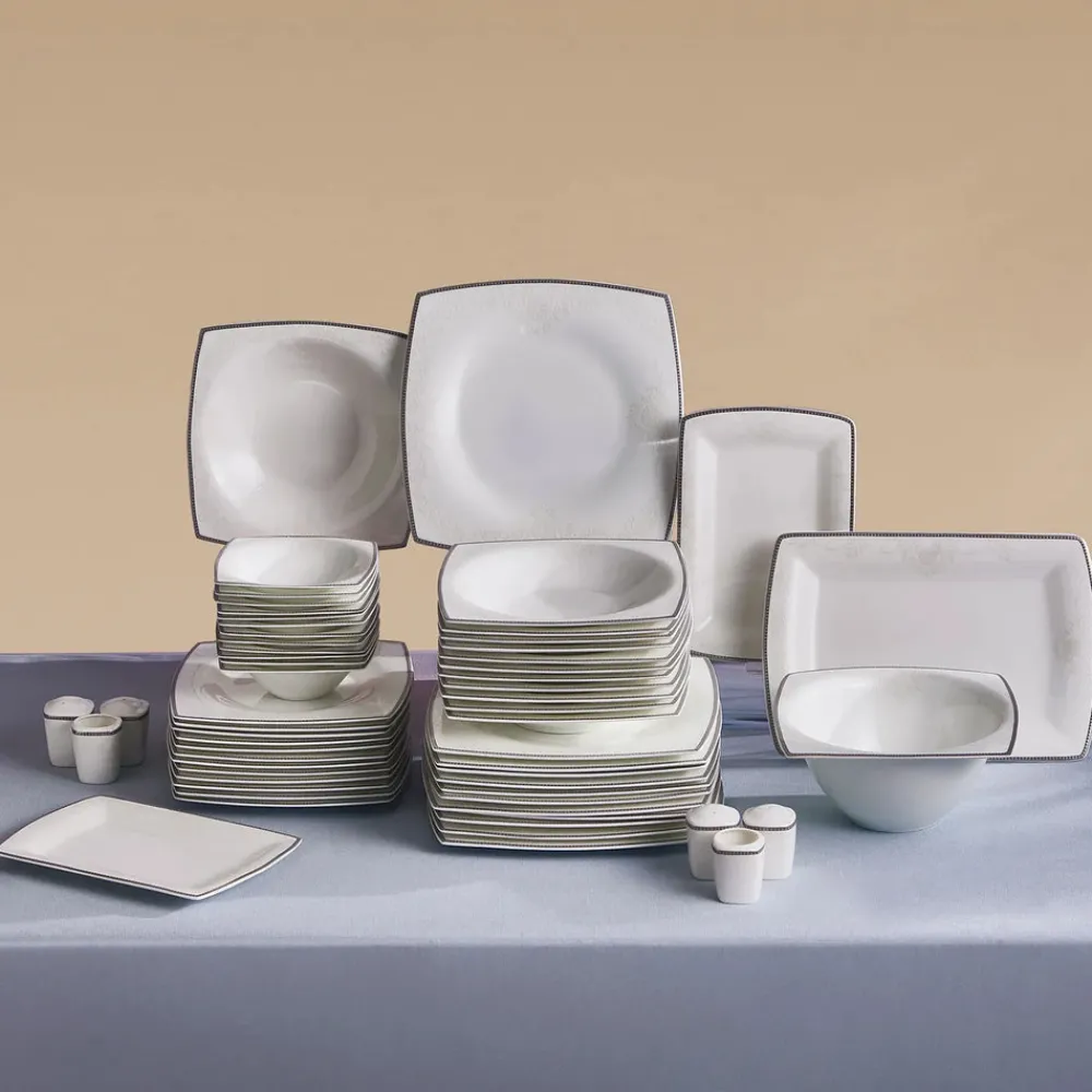 Outlet Fine Pearl Neklus 58-Piece Dinner Set for 12 People, See All Dinner Sets|Fine Bone Dinner Sets