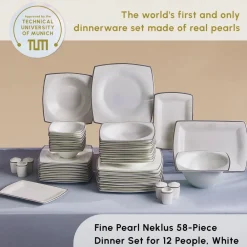 Outlet Fine Pearl Neklus 58-Piece Dinner Set for 12 People, See All Dinner Sets|Fine Bone Dinner Sets