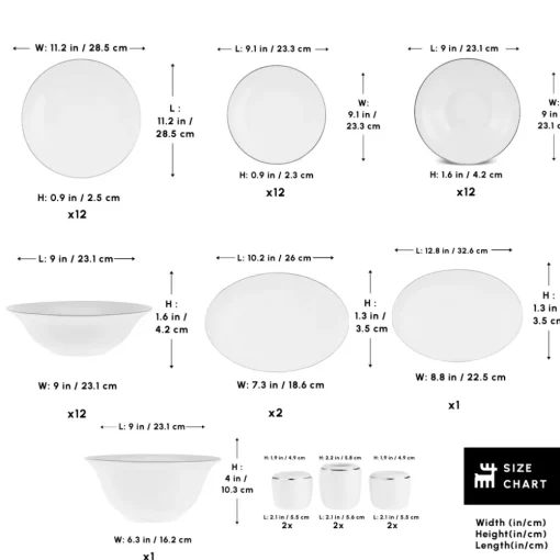 Outlet Fine Pearl New Fame 58-Piece Dinner Set for 12 People, Platin See All Dinner Sets|Fine Pearl Dinner Sets