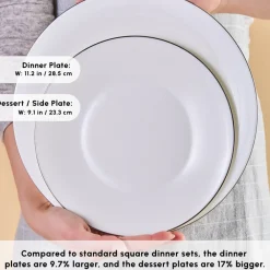 Outlet Fine Pearl New Fame 58-Piece Dinner Set for 12 People, Platin See All Dinner Sets|Fine Pearl Dinner Sets