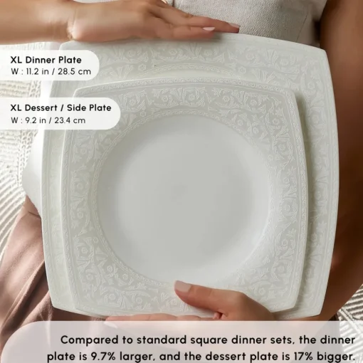 Fine Pearl Roma 58-Piece Dinner Set for 12 People, White Fine Bone Dinner Sets|Fine Pearl Dinner Sets