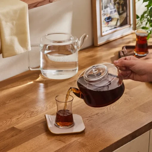 Flat Borosilicate Glass Teapot, Transparent Turkish Coffee Pots|Turkish Teapots
