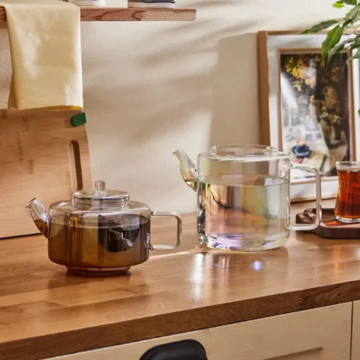 Outlet Flat Borosilicate Glass Teapot, Multi Turkish Coffee Pots|Turkish Teapots