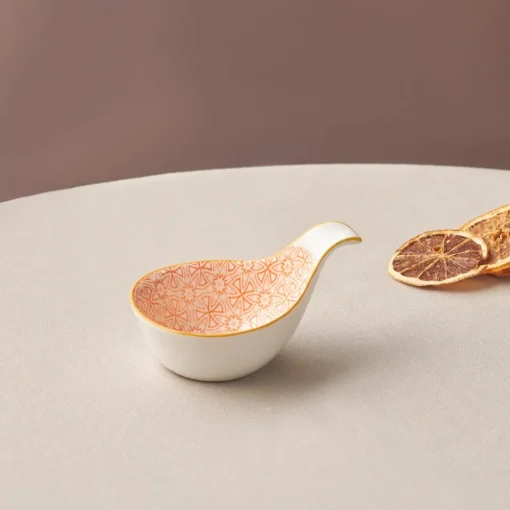 Outlet Floral Porcelain Drop Snack/Sauce Bowl, 10cm, Orange Bowls