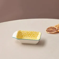 Hot Floral Porcelain Rectangle Snack/Sauce Bowl, 10cm, Bowls