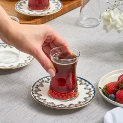 Clearance Florus 12-Piece Turkish Tea Set for 6 People, Multi Turkish Tea Sets