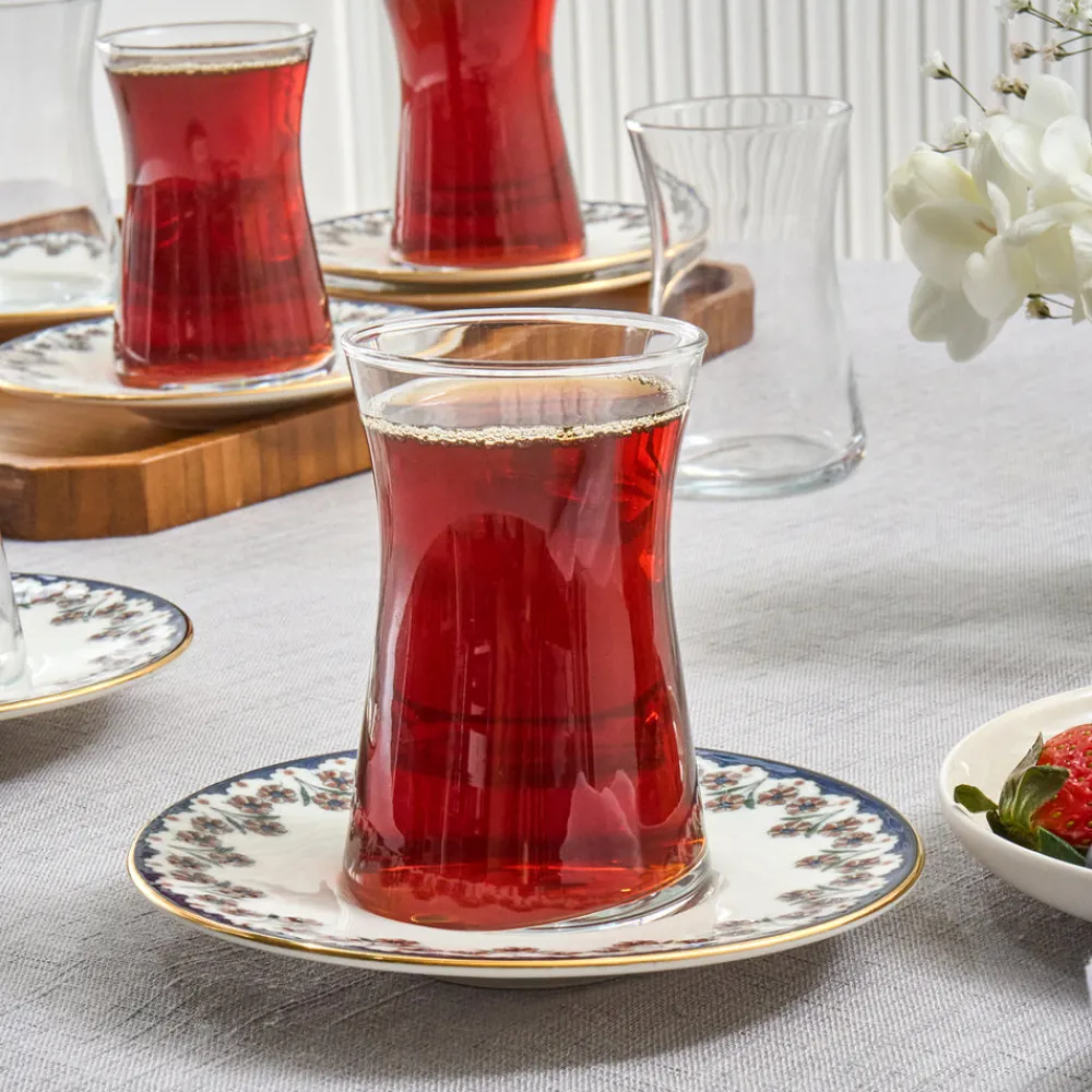 Clearance Florus 12-Piece Turkish Tea Set for 6 People, Multi Turkish Tea Sets