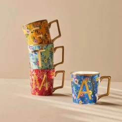 Discount Flower Porcelain Letter H Mug, 350ml, Multi Mugs