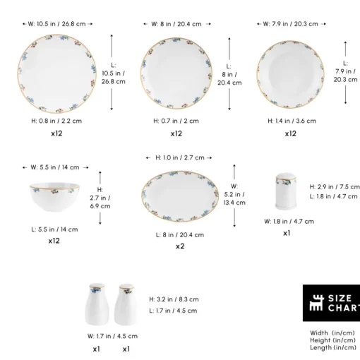 Clearance Forever Bone China New Brillo 53-Piece Dinner set for 12 People, Multi See All Dinner Sets|Bone China Dinner Sets