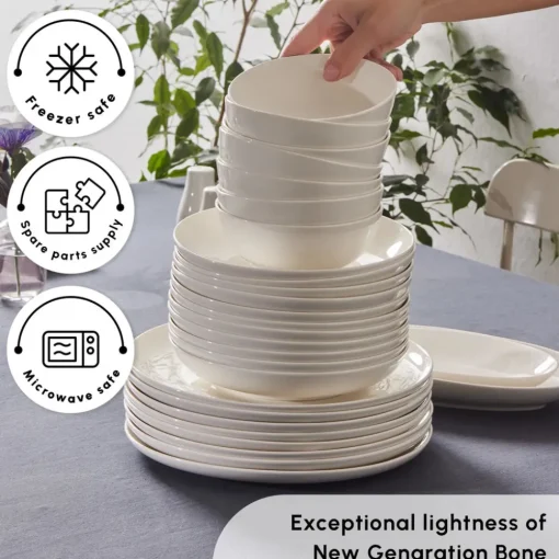 Hot Forever Bone China Allure 41-Piece Dinner Set for 12 People, White See All Dinner Sets|Bone China Dinner Sets