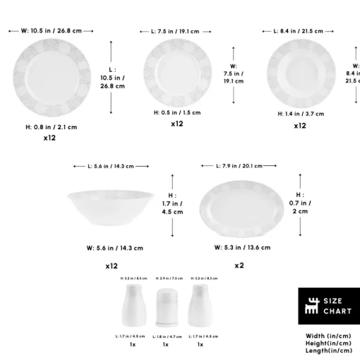 New Forever Bone China New Olio 53-Piece Dinner Set for 12 People, White See All Dinner Sets|Bone China Dinner Sets