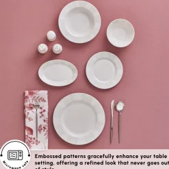 New Forever Bone China New Olio 53-Piece Dinner Set for 12 People, White See All Dinner Sets|Bone China Dinner Sets