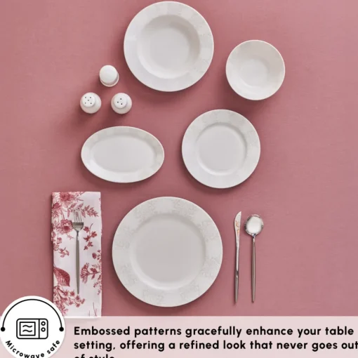 New Forever Bone China New Olio 53-Piece Dinner Set for 12 People, White See All Dinner Sets|Bone China Dinner Sets