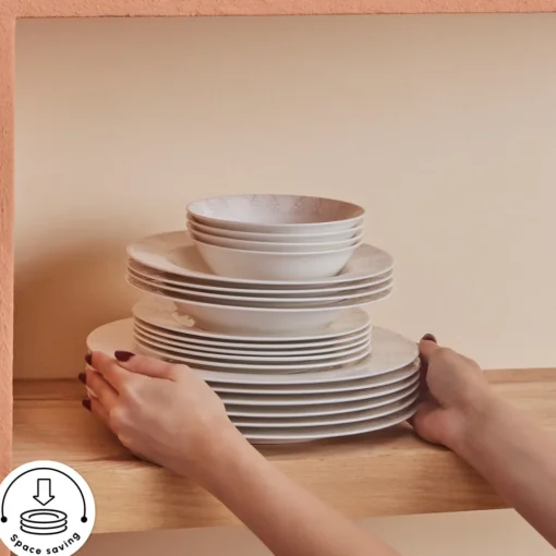 New Forever Bone China New Olio 53-Piece Dinner Set for 12 People, White See All Dinner Sets|Bone China Dinner Sets