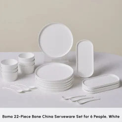 Sale Forever Bone China Bomo 22-Piece Serveware Set for 6 People, White See All Serveware Sets|Forever Bone China Serveware Sets