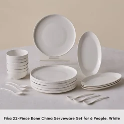 Forever Bone China Fika 22-Piece Serveware Set for 6 People, White Forever Bone China Serveware Sets|See All Serveware Sets