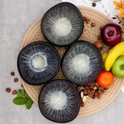 Hot Galactic 4-Piece Reactive Glaze Bowl Set, Bowls