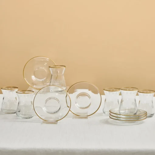Sale Gent 12-Piece Turkish Tea Set for 6 People, 132ml, Turkish Tea Sets