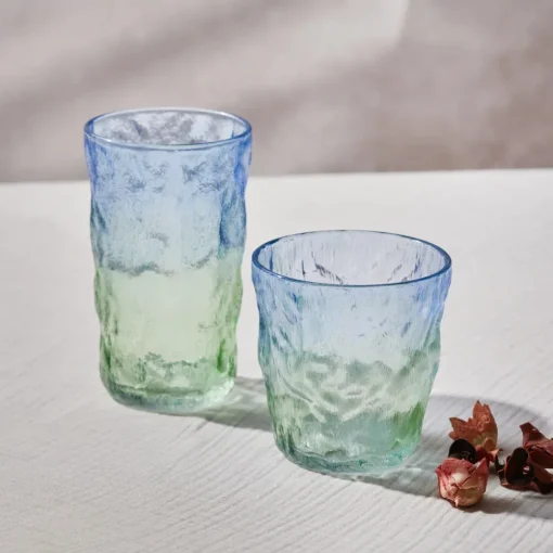 Glacier Glass Highball Glass, 383ml, Transparent Blue Green Highball Glasses
