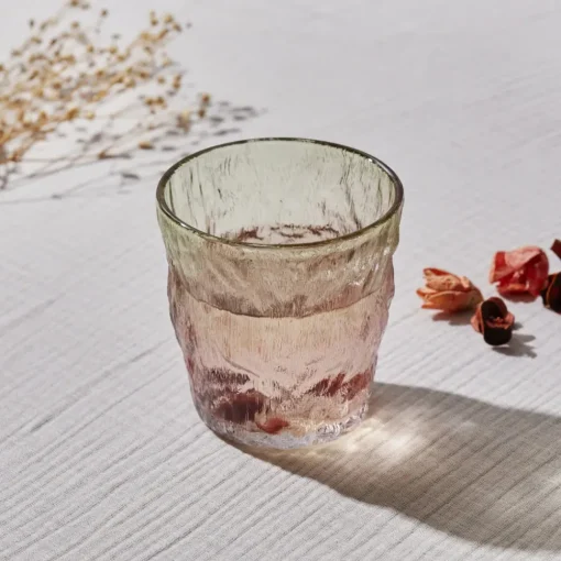 Online Glacier Glass Tumbler Glass, 287ml, Transparent Red Green Tumbler Glasses