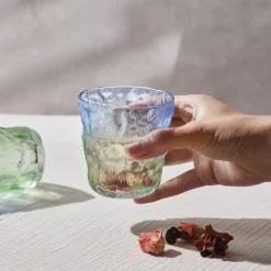 New Glacier Glass Tumbler Glass, 287ml, Transparent Blue Green Tumbler Glasses