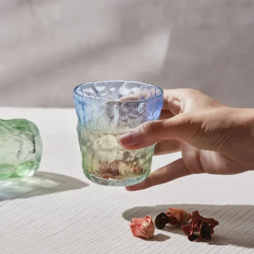 New Glacier Glass Tumbler Glass, 287ml, Transparent Blue Green Tumbler Glasses