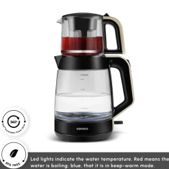 New Glass Tea XL 2 in 1 Tea Maker Kettle, 1900W, Tea Machines