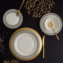 Discount Globe 24-Piece Bone China Dinner Set for 6 People, Multi See All Dinner Sets|Bone China Dinner Sets