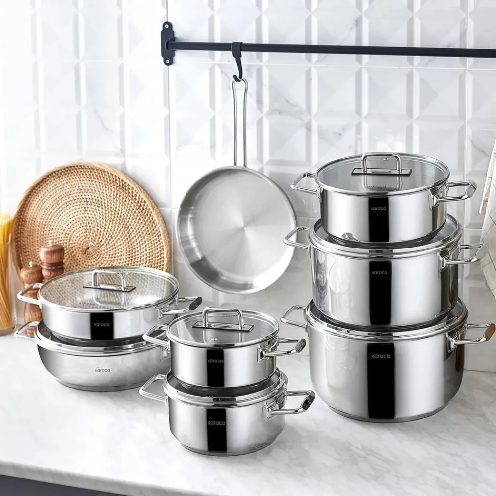 Clearance Grace Stainless Steel Induction Stockpot with Lid, 30cm, Silver Pots|Induction Cookware