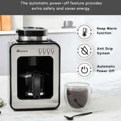 Discount Grindmaestro Filter Coffee Maker with Built-in Grinder, 0,5L, 600W, Inox Filter Coffee Machines|Coffee Machines