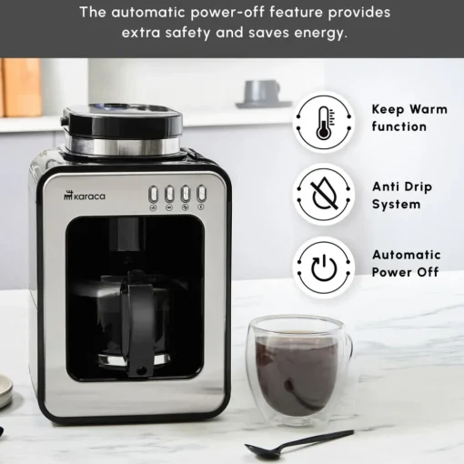 Discount Grindmaestro Filter Coffee Maker with Built-in Grinder, 0,5L, 600W, Inox Filter Coffee Machines|Coffee Machines