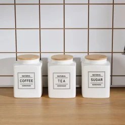 Gusso 3-Piece Porcelain Storage Container, 1.3L Storage Containers