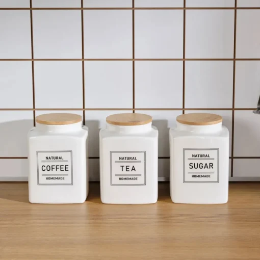 Gusso 3-Piece Porcelain Storage Container, 1.3L Storage Containers