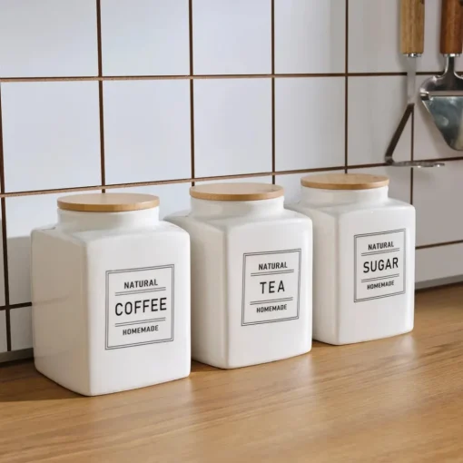 Gusso 3-Piece Porcelain Storage Container, 1.3L Storage Containers