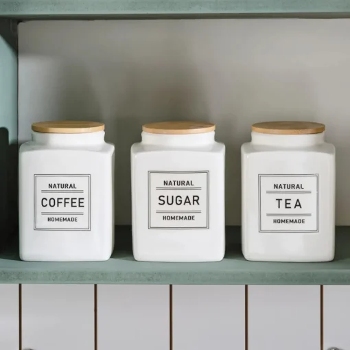 Gusso 3-Piece Porcelain Storage Container, 1.3L Storage Containers