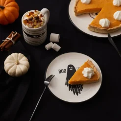 Online Halloween Boo Boo Ceramic Side Plate, 20cm, Black White Side Plates