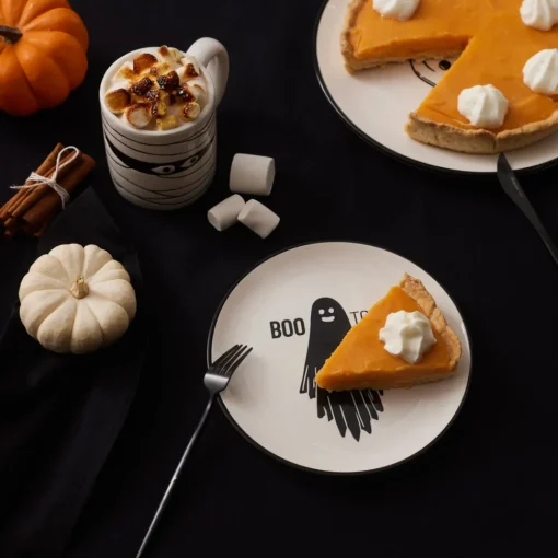 Online Halloween Boo Boo Ceramic Side Plate, 20cm, Black White Side Plates