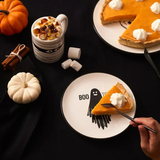 Online Halloween Boo Boo Ceramic Side Plate, 20cm, Black White Side Plates