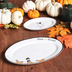 New Halloween Cat Pumpkin Porcelain Serving Platter, 30cm, White Multi Serving Platters