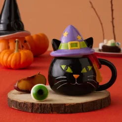 Clearance Halloween Catty Ceramic Mug, 370ml, Black White Mugs