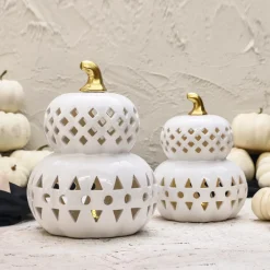 Outlet Halloween Led Light Trinket, 24cm, White Gold Ornaments