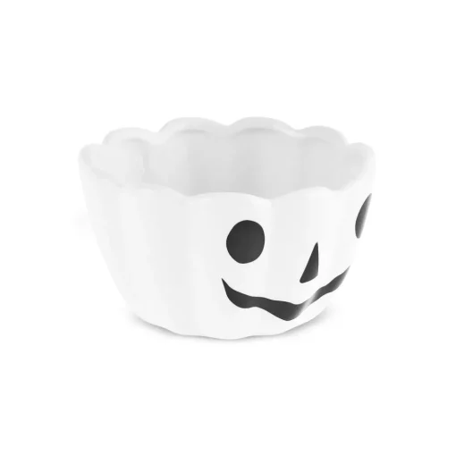 Outlet Halloween Pumpkin Ceramic Snack Bowl, 13cm, White Bowls