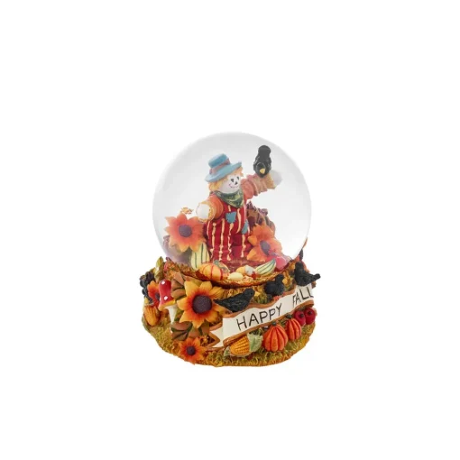 Discount Halloween Scare Crow Ceramic Snow Globe, 100mm, Multi Ornaments