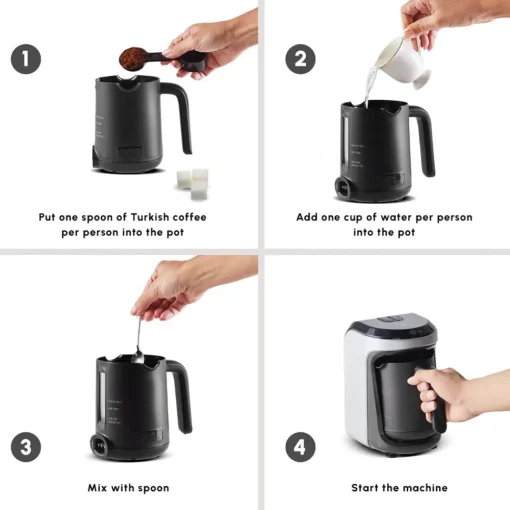 Clearance Hatır Hüps Turkish Coffee Maker and Milk Steamer, 535W, Pearl White Turkish Coffee Maker|Coffee Machines