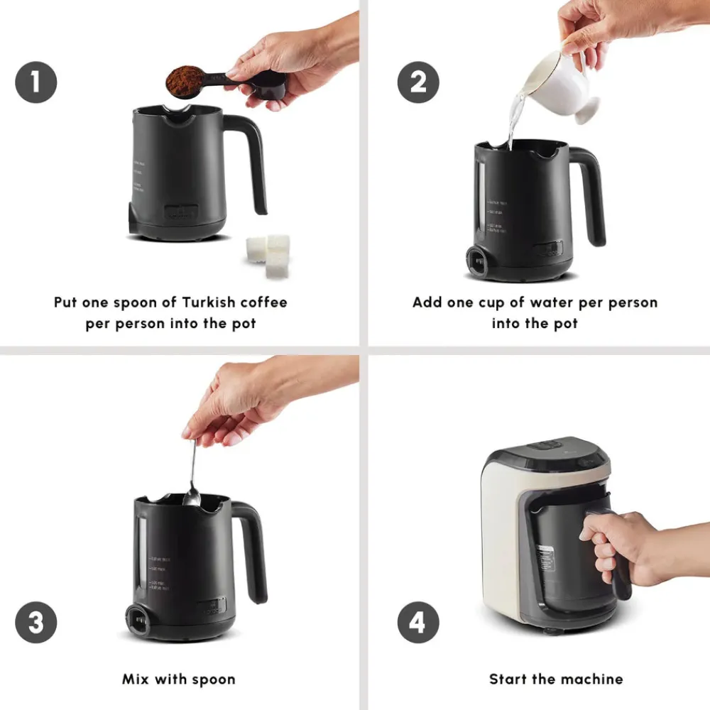 Best Hatır Hüps Turkish Coffee Maker and Milk Steamer, 535W, Cream Turkish Coffee Maker|Coffee Machines