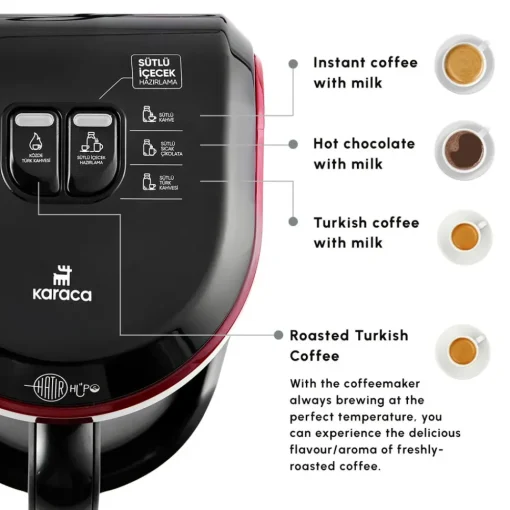 Clearance Hatır Hüps Turkish Coffee Maker and Milk Steamer, 535W, Red Coffee Machines