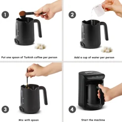 Clearance Hatır Köz Milky Turkish Coffee Maker, 535W, Shiny Black Turkish Coffee Maker