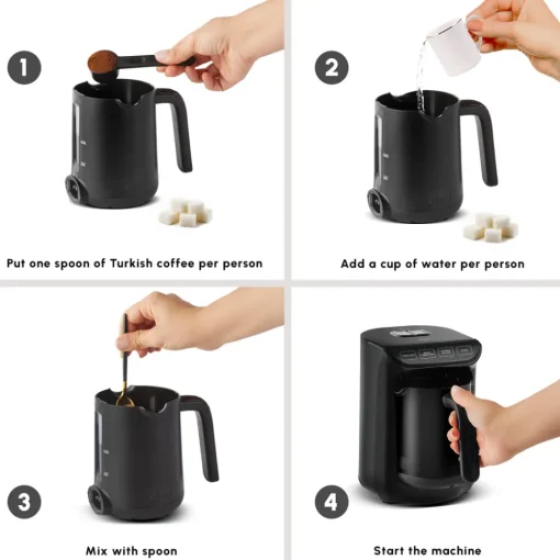Clearance Hatır Köz Milky Turkish Coffee Maker, 535W, Shiny Black Turkish Coffee Maker