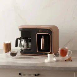 Online Hatır Plus Mod 5 in 1 Essential Tea, Coffee Maker and Milk Steamer, 1400W, Rosie Brown Coffee Machines