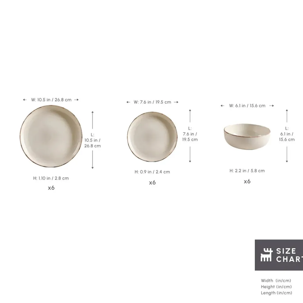 New Hekka 18-Piece Stoneware Dinner Set for 6 People, Cream See All Dinner Sets|Stoneware Dinner Sets